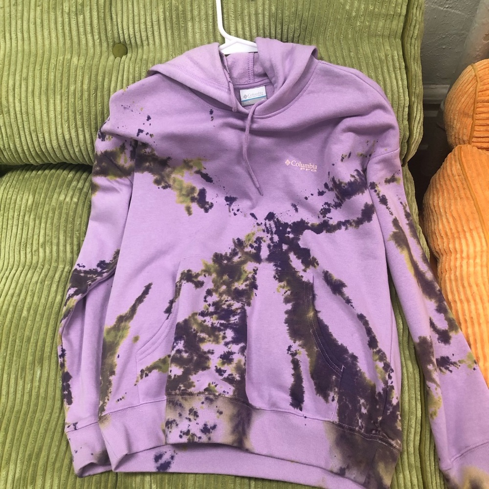 Columbia Lavender and Olive Tie-Dye Hoodie